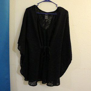 Catalina Black Poncho Cover-up with Ties 1X (16W)
